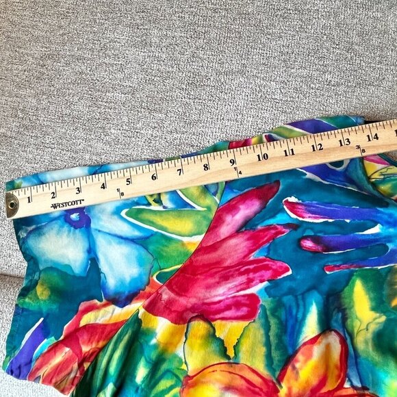 Diane Gilman Silk Blouse Vibrant, Multicolored Floral & Foliage Pattern Size 2x - Picture 9 of 9